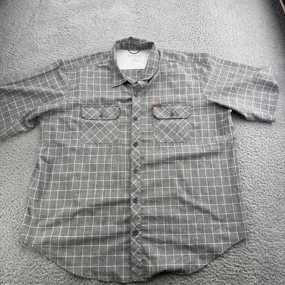 Orvis Fishing Shirt Mens XXL 2XL Gray Short Sleeve Button Up Performance